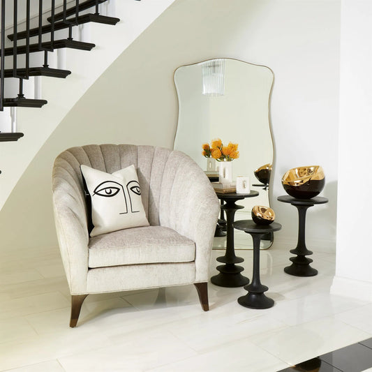 Oasis Side Table by Global Views in black. Made from wood, marble in a unique style.