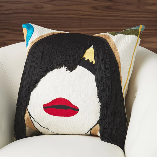Janice Pillow by Global Views in red. Made from unique in a eclectic & global style.
