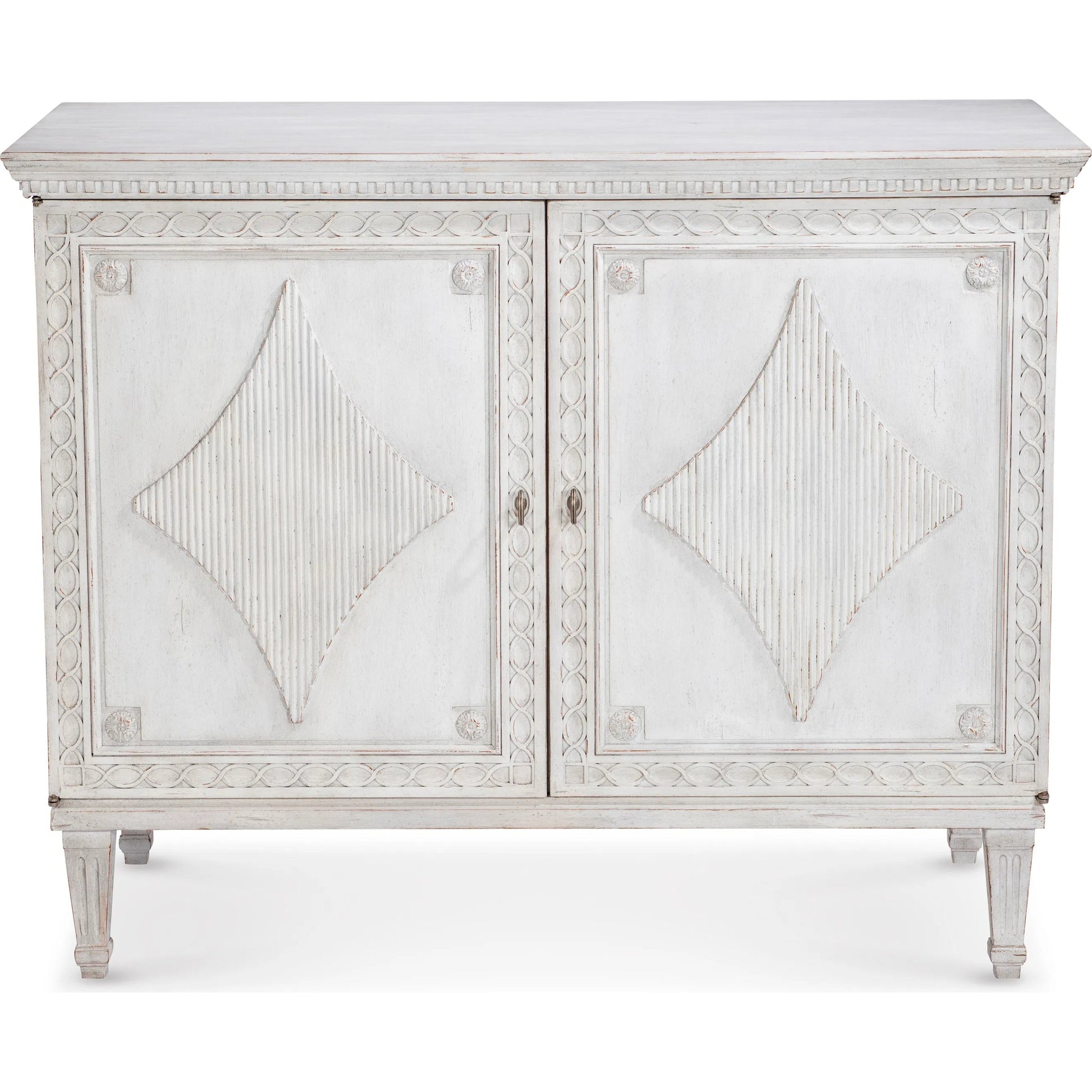Natalie Door Chest by Maitland-Smith in antiqued white. Made from unique in a traditional style.