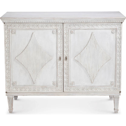Natalie Door Chest by Maitland-Smith in antiqued white. Made from unique in a traditional style.