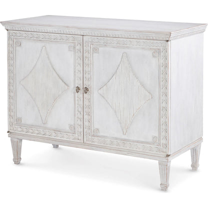 Natalie Door Chest by Maitland-Smith in antiqued white. Made from unique in a traditional style.