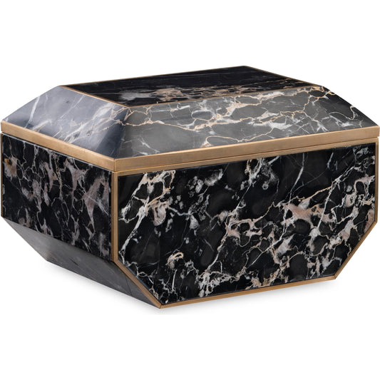 Large Brass and Golden Portoro Box by Maitland-Smith in black. Made from unique in a unique style.