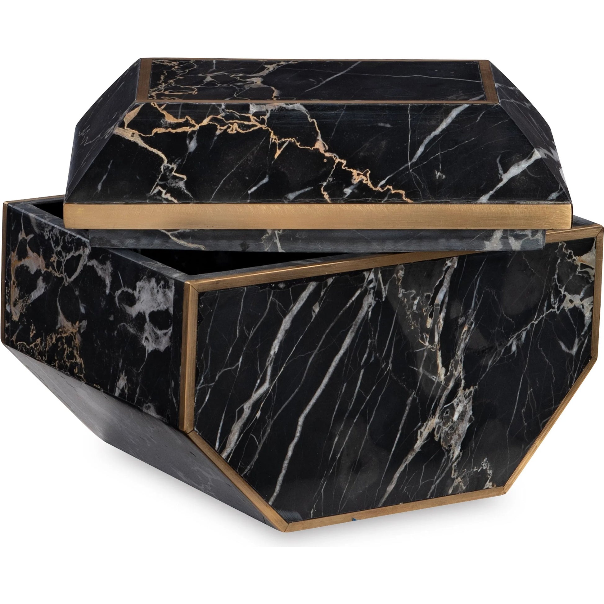 Small Brass, Golden Portoro Box by Maitland-Smith in black. Made from unique in a modern style.