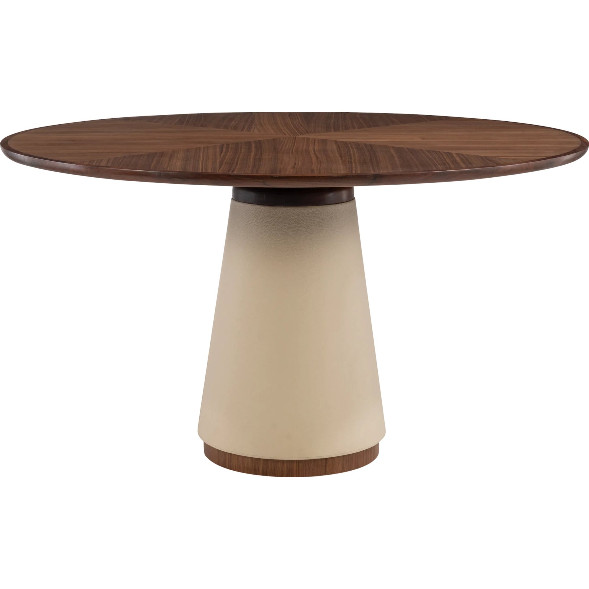 Hudson Center Table by Maitland-Smith in walnut, cream leather. Made from unique in a transitional style.