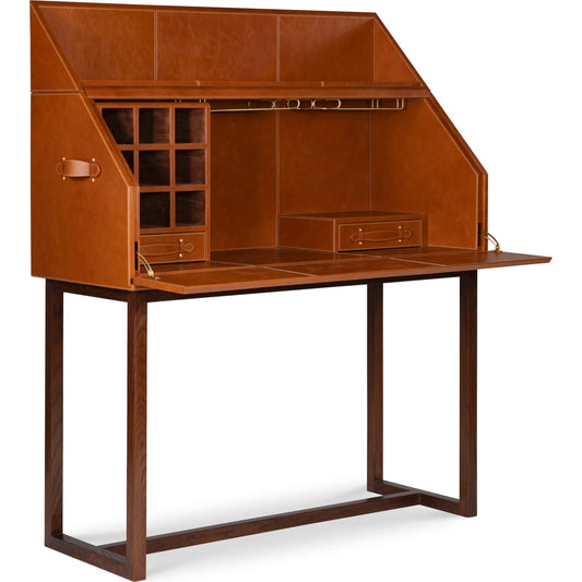 Ravenwood Bar Cabinet by Maitland-Smith in cognac, brass accents. Made from unique in a unique style.
