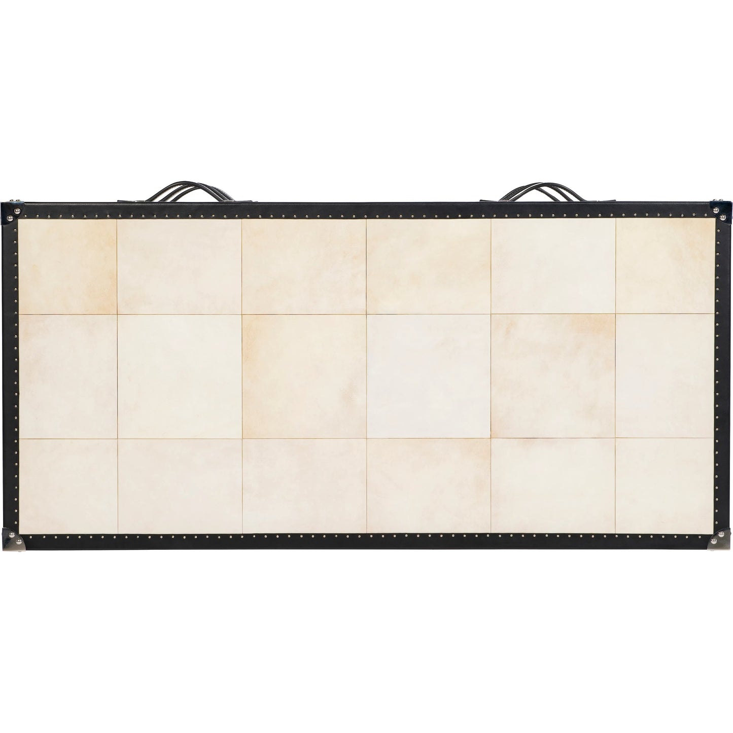 002 SI-2293529 | Additional Silo | Hawkins Chest by Maitland-Smith in vellum, black leather. Made from unique in a traditional style.