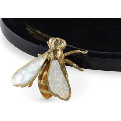 Brass Bumblebee Dish by Maitland-Smith in black penshell, mother of pearl, brass. Made from unique in a eclectic & global style.