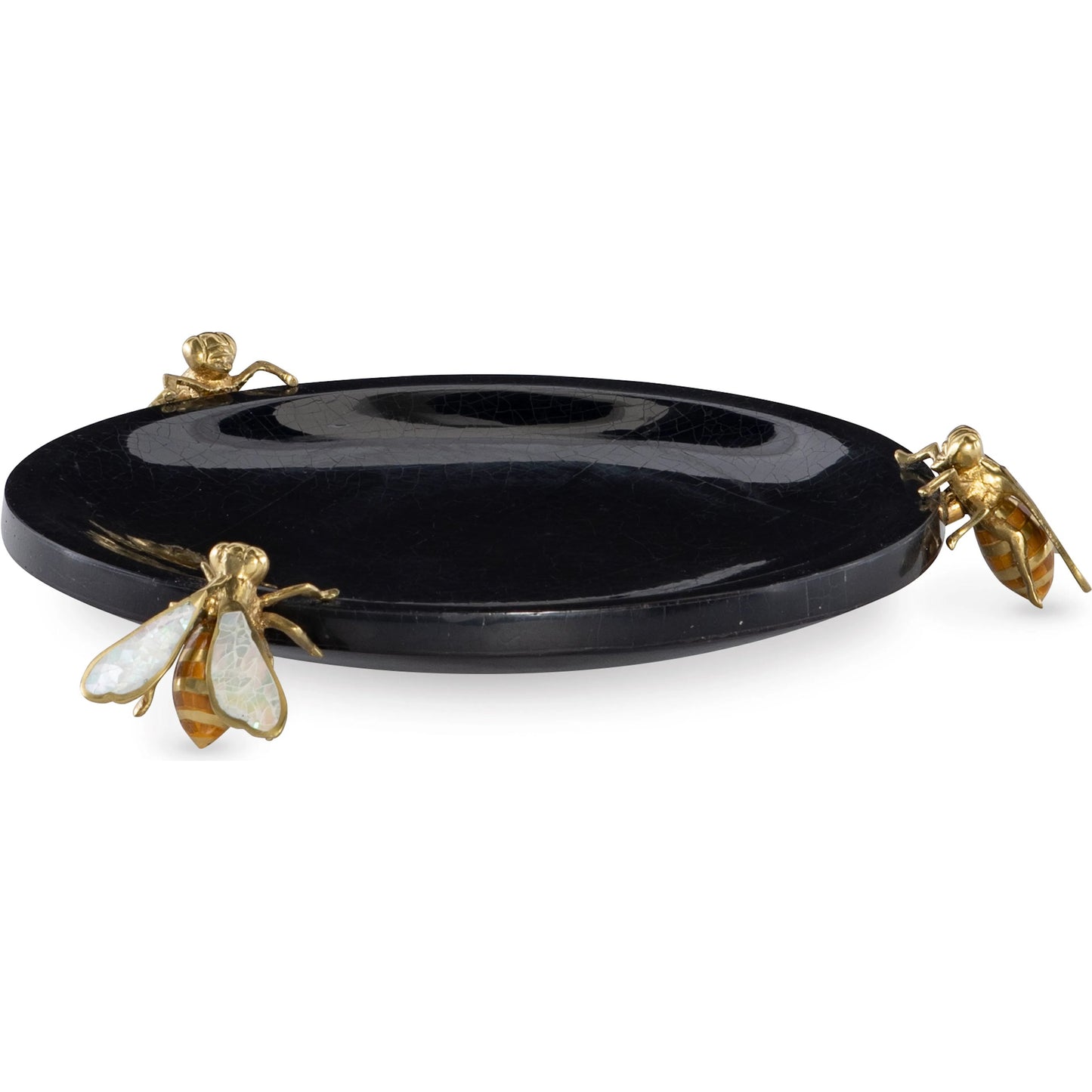 001 SI-2293535 | Primary Silo | Brass Bumblebee Dish by Maitland-Smith in black penshell, mother of pearl, brass. Made from unique in a eclectic & global style.