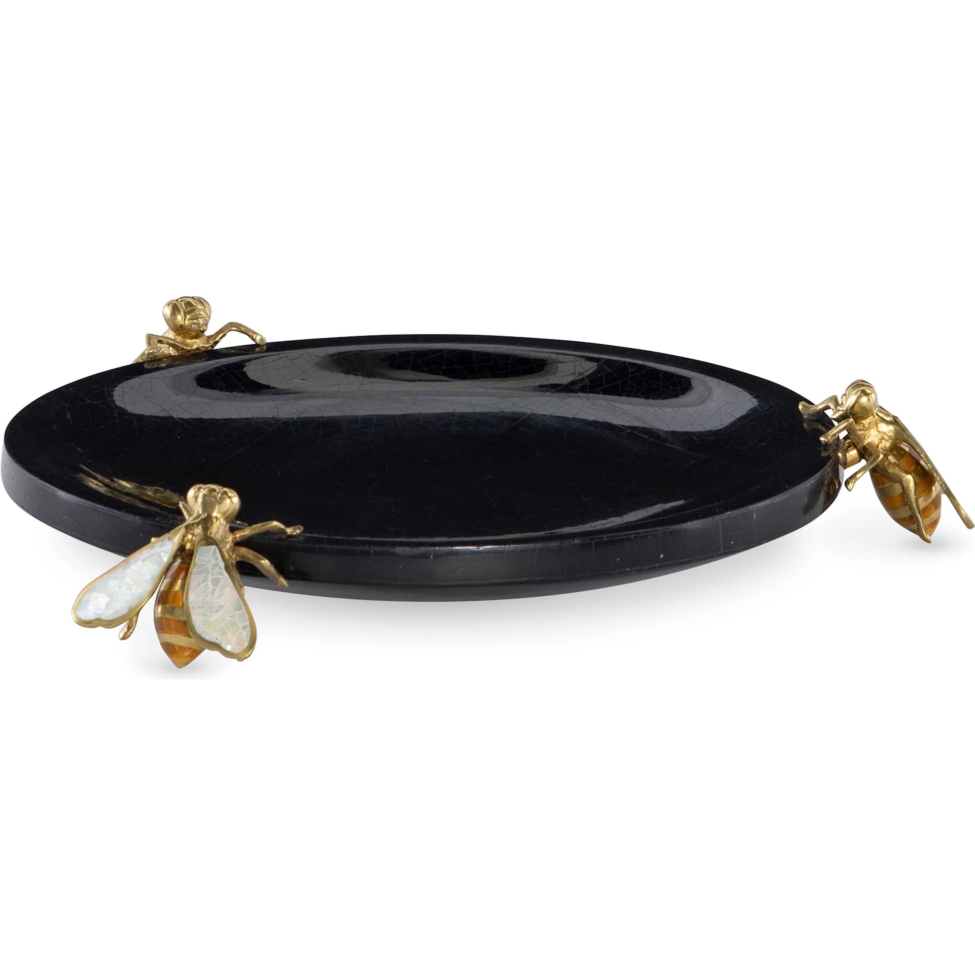 Brass Bumblebee Dish by Maitland-Smith in black penshell, mother of pearl, brass. Made from unique in a eclectic & global style.