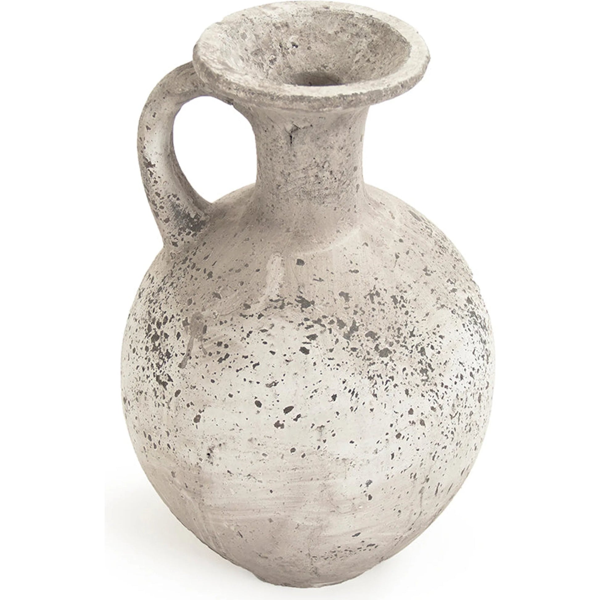 Elise Distressed Grey Handled Ceramic Vase by Zentique in distressed grey and grey. Made from terracotta in a unique style.