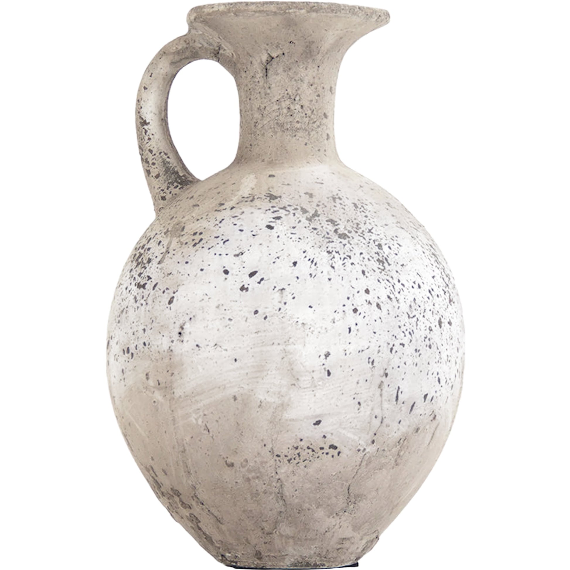 Elise Distressed Grey Handled Ceramic Vase by Zentique in distressed grey and grey. Made from terracotta in a unique style.
