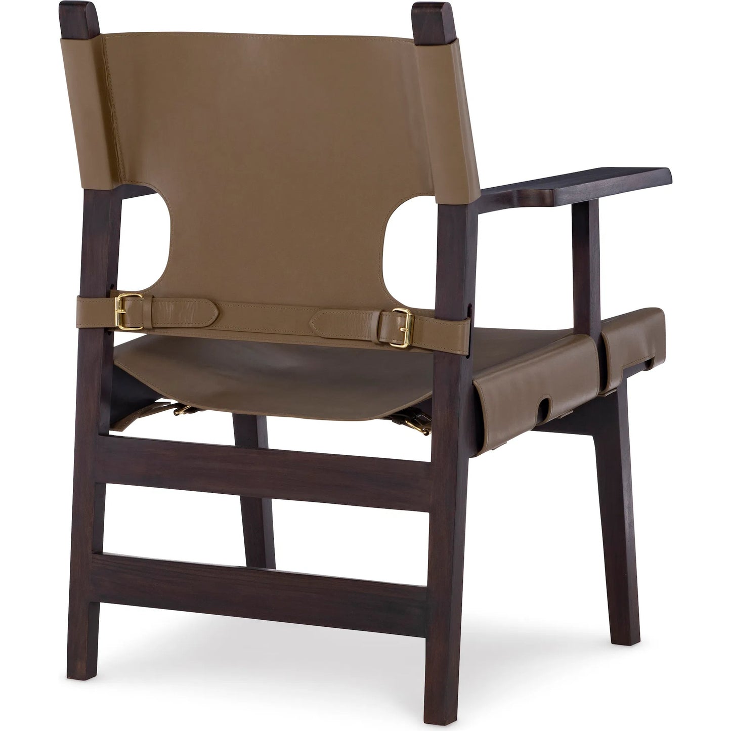 002 SI-2293544 | Additional Silo | Milo Camp Chair by Maitland-Smith in olive leather, english walnut. Made from unique in a traditional style.