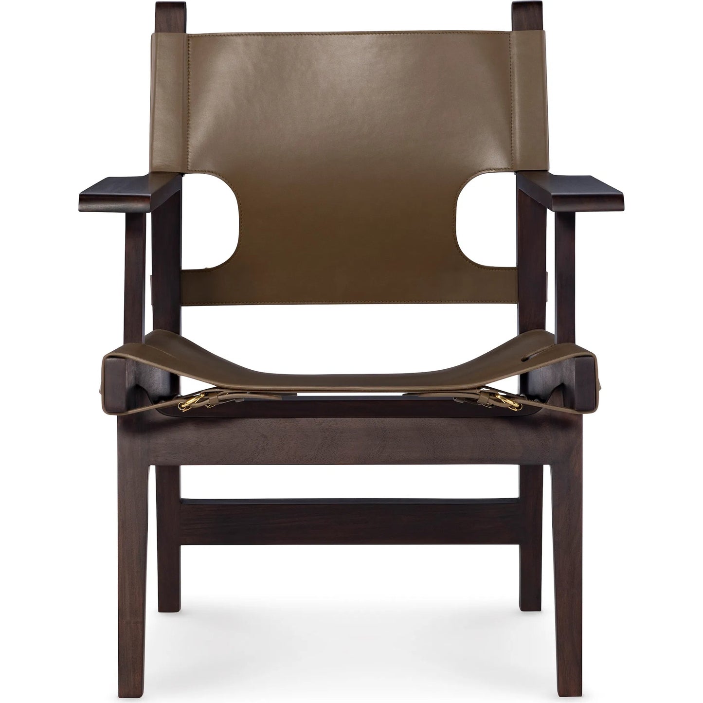 003 SI-2293544 | Additional Silo | Milo Camp Chair by Maitland-Smith in olive leather, english walnut. Made from unique in a traditional style.