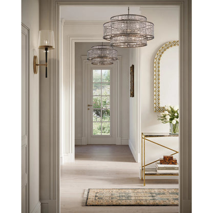Fantine Chandelier by Currey and Company. Made from wrought iron, glass in a traditional style.