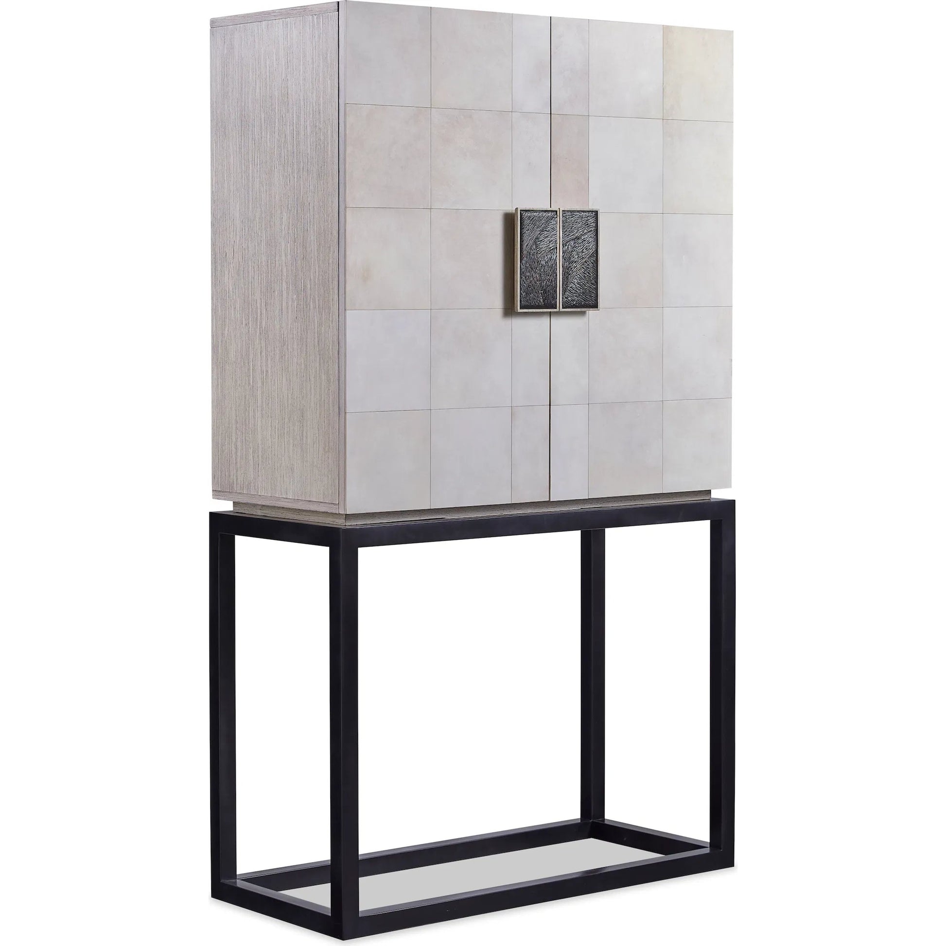 Apollo Bar Cabinet by Maitland-Smith in vellum. Made from unique in a transitional style.