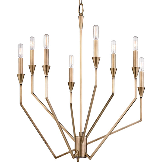 Archie Chandelier by Hudson Valley. Made from brass in a modern style.