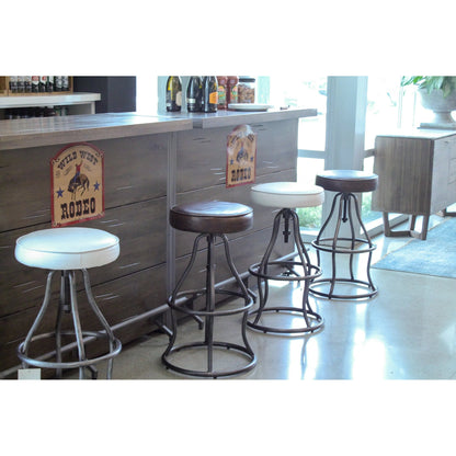 Bowie Bar Stool by LH Imports. Made from leather, metal in a rustic style.