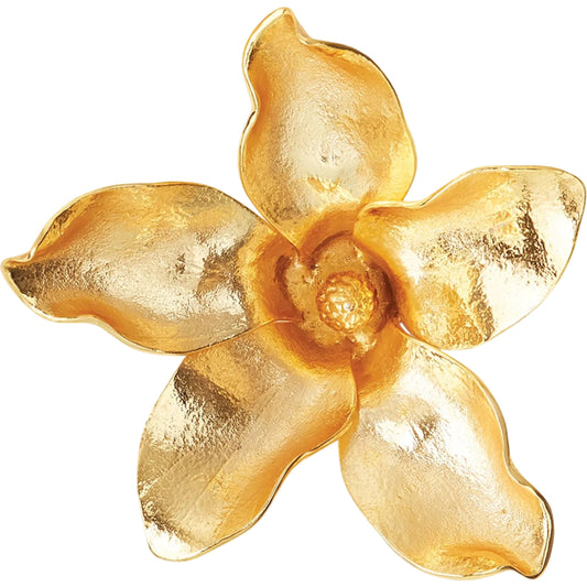 Magnolia Flower Wall Decor by Global Views in antique brass, gold. Made from brass in a unique style.