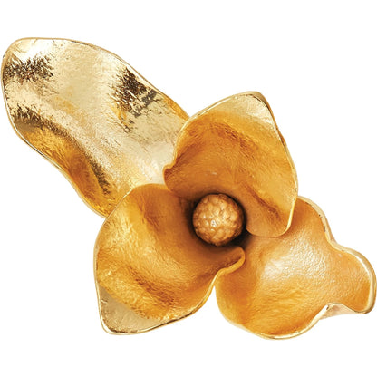 Magnolia Flower Wall Decor by Global Views in antique brass, gold. Made from brass in a modern style.
