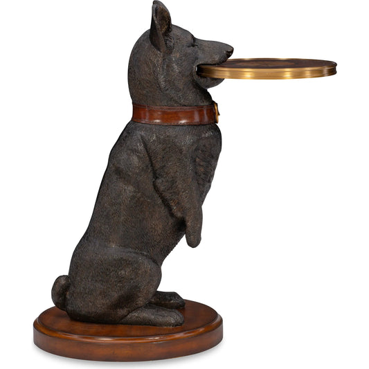 Corgi Accent Table by Maitland-Smith in antique brass, brass accents. Made from unique in a unique style.