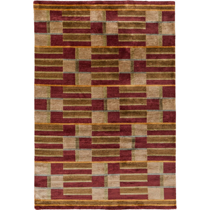 Keystone - 7174F by Feizy in red, gold. Made from wool, viscose in a unique style.