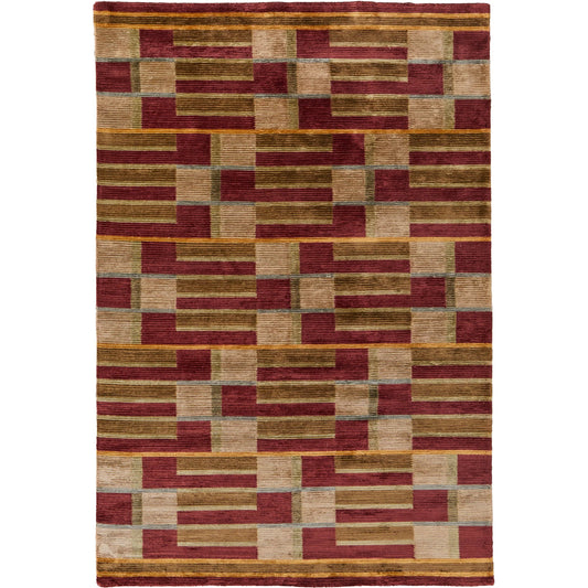 Keystone - 7174F by Feizy in red, gold. Made from wool, viscose in a unique style.