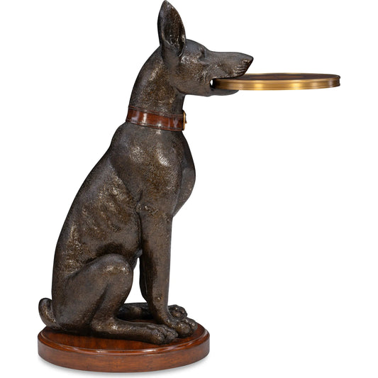 Doberman Accent Table by Maitland-Smith in antique brass, brass accents. Made from unique in a unique style.