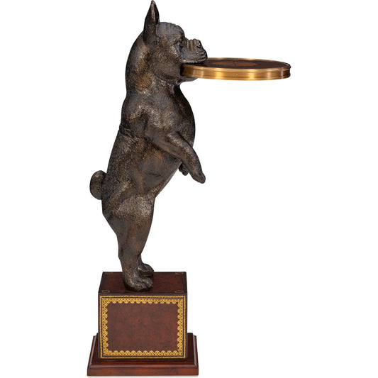 French Bulldog Accent Table by Maitland-Smith in antique brass, brass accents. Made from unique in a unique style.