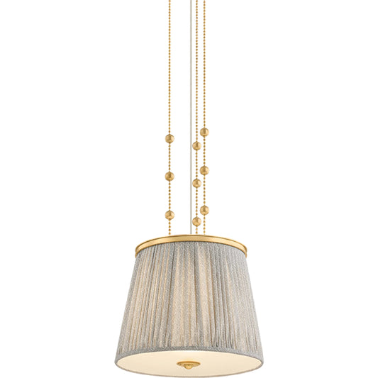 Valeria Pendant by Hudson Valley in aged brass. Made from linen in a unique style.