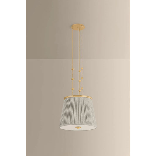 Valeria Pendant by Hudson Valley in aged brass. Made from linen in a unique style.