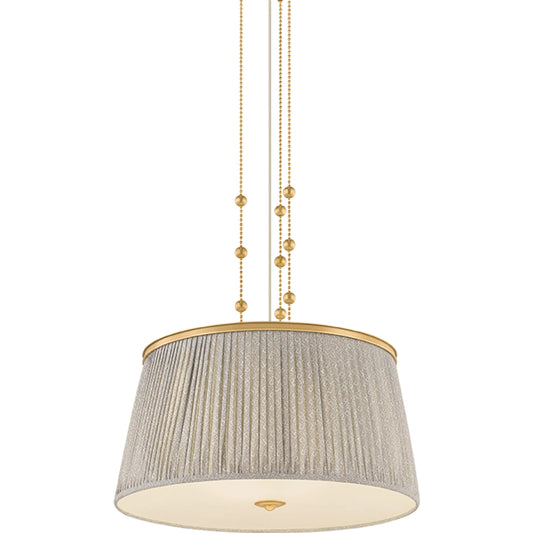 Valeria Pendant by Hudson Valley in aged brass. Made from linen in a unique style.