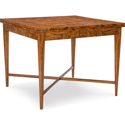 Basil Game Table by Maitland-Smith in olive ash burl. Made from unique in a traditional style.