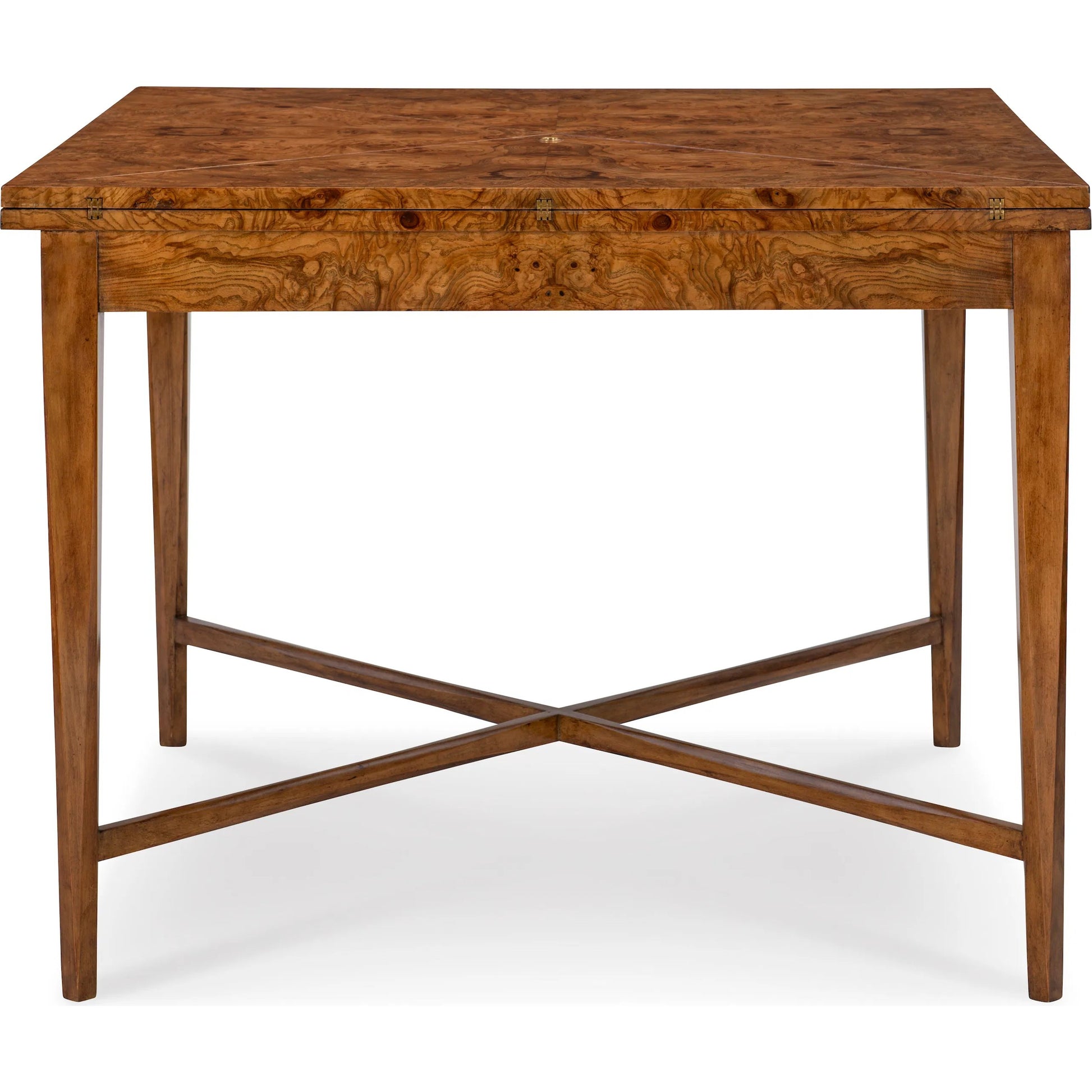Basil Game Table by Maitland-Smith in olive ash burl. Made from unique in a traditional style.