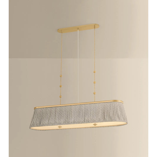 Valeria Linear by Hudson Valley in aged brass. Made from linen in a unique style.