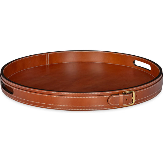 001 SI-2441049 | Primary Silo | Leather Buckle Tray by Maitland-Smith in cognac. Made from unique in a unique style.