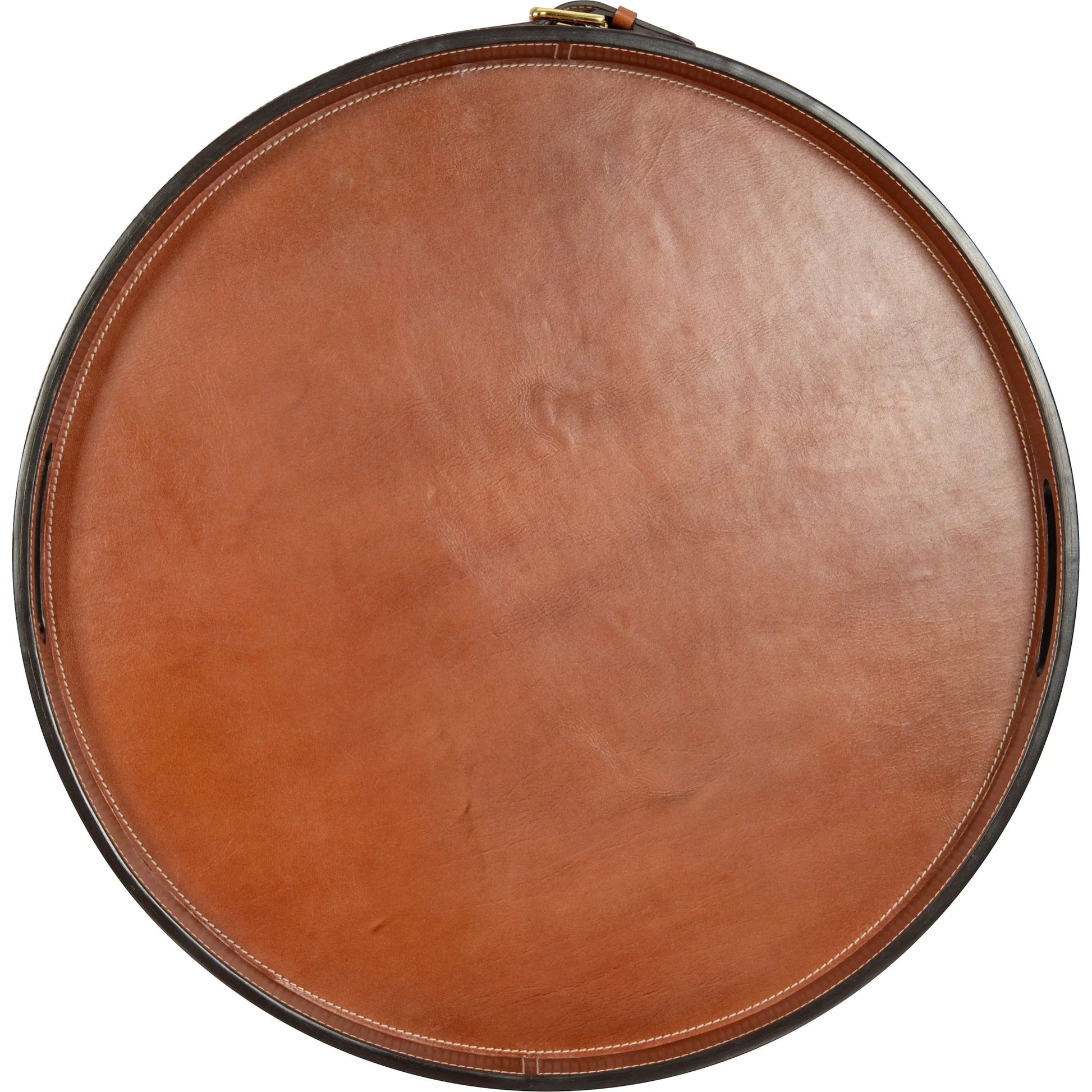 Leather Buckle Tray by Maitland-Smith in cognac. Made from unique in a unique style.