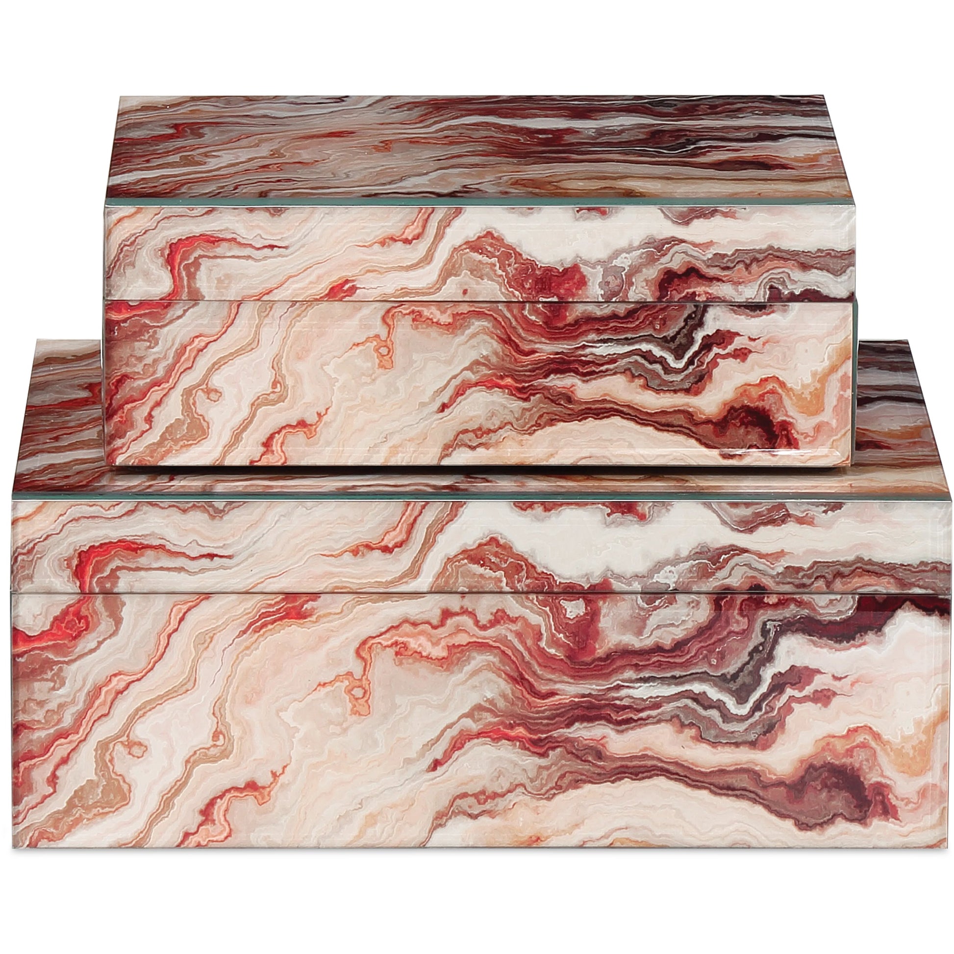 Interstellar Box Set by Currey and Company in dark green. Made from glass, paper, engineered wood in a modern style.