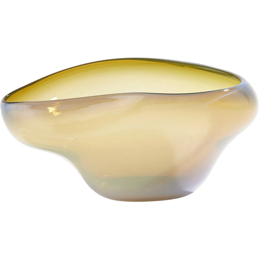 Harmony Bowl by Global Views in olive. Made from art glass in a unique style.