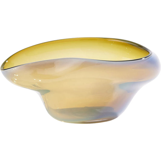 Harmony Bowl by Global Views in olive. Made from art glass in a unique style.