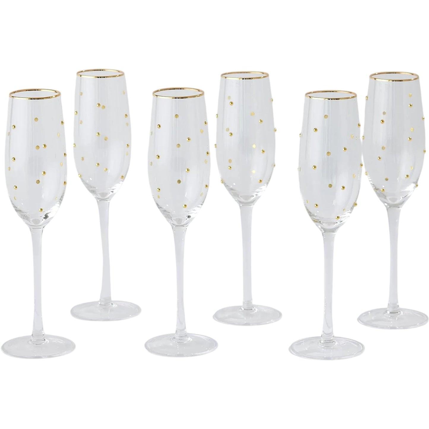 000 SI-2323244 | Primary Silo | S/6 Celebration Champagne Glasses by Global Views in clear and gold. Made from unique in a modern style.