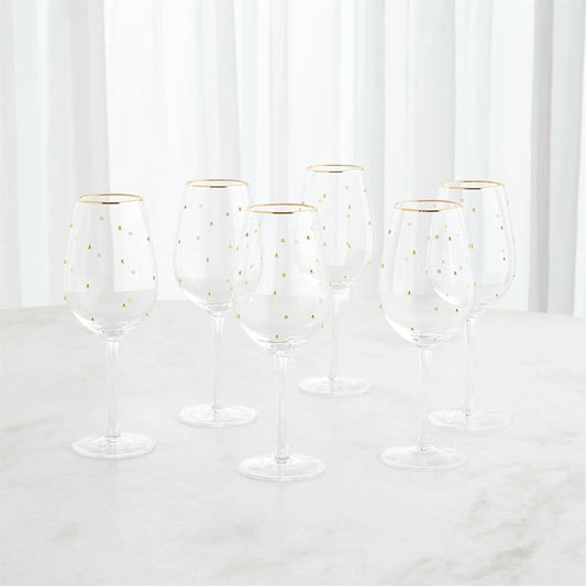 S/6 Celebration Wine Glasses by Global Views in clear and gold. Made from unique in a unique style.