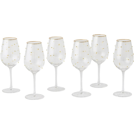 S/6 Celebration Wine Glasses by Global Views in clear and gold. Made from unique in a unique style.