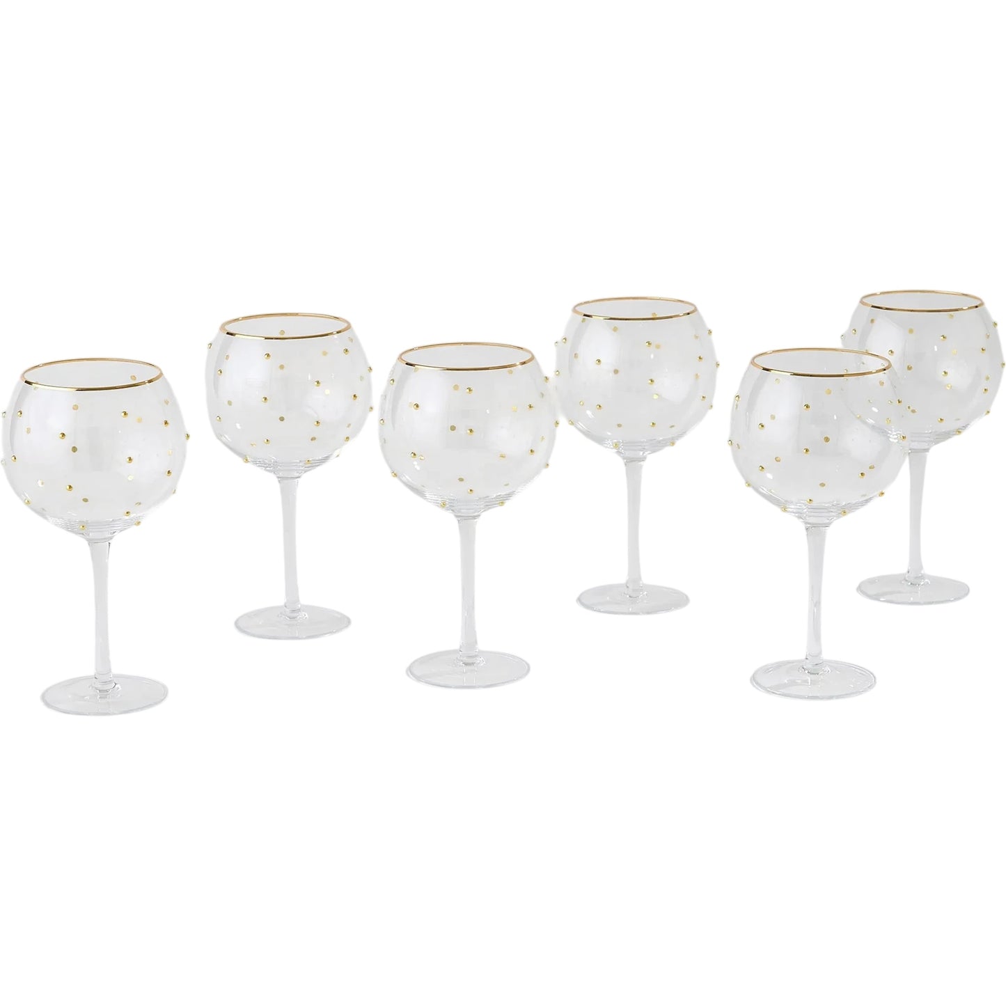 002 SI-2445983 | Additional Silo | Celebration Goblet Glasses (Set of 6) by Global Views in clear with gold dots. Made from glass in a modern style.