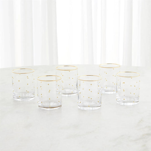 S/6 Celebration Dof Glasses by Global Views in clear and gold. Made from unique in a unique style.