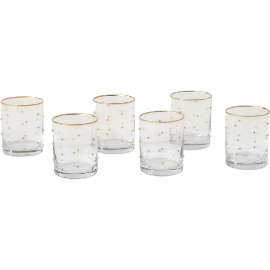 S/6 Celebration Dof Glasses by Global Views in clear and gold. Made from unique in a unique style.