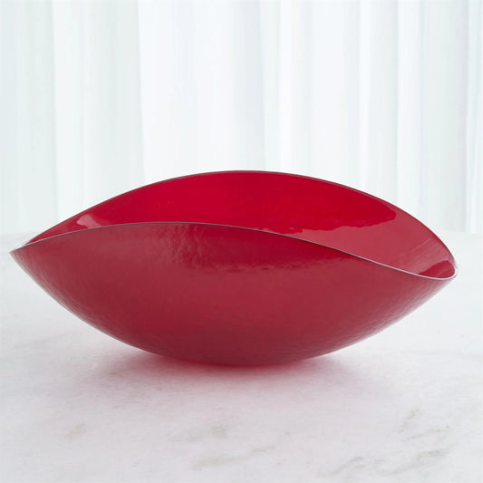 Folded Bowl by Global Views in deep red and copper. Made from unique in a unique style.
