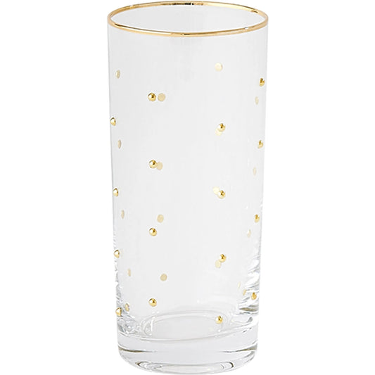 Celebration Highball Glasses by Global Views in clear with gold dots. Made from glass in a unique style.