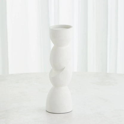 Pradier Candle Holder by Global Views in white. Made from aluminum in a modern style.