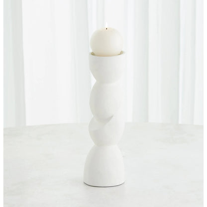Pradier Candle Holder by Global Views in white. Made from aluminum in a modern style.