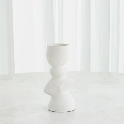 Pradier Candle Holder by Global Views in white. Made from aluminum in a modern style.